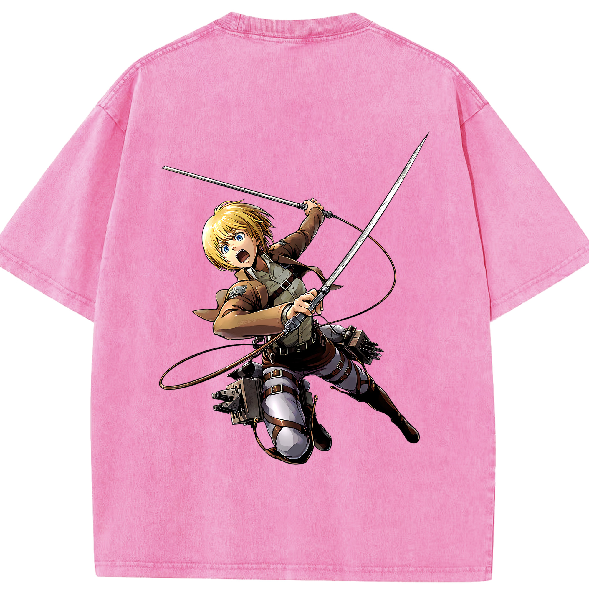 （画像用） 進撃の巨人 アルミン·アルレルト Attack on Titan Armin Arlert 綿100% ヴィンテージ風 半袖Tシャツ（背面プリント）